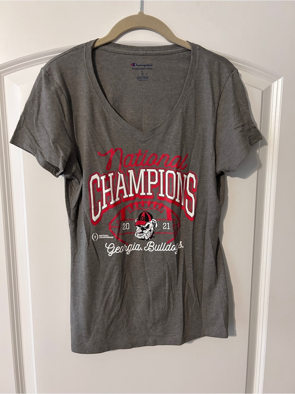 Georgia National Champions Gray Crewneck Tee Size Small